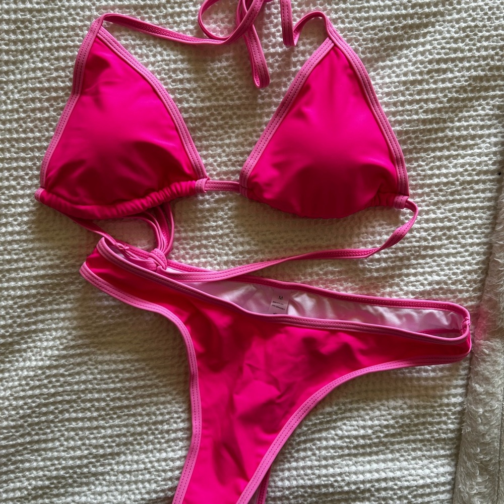 Hot Pink Triangle Bikini Set